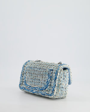 Chanel Mini Rectangular Bag in Blue, Celeste & White Tweed with Silver Hardware