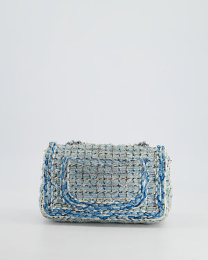 Chanel Mini Rectangular Bag in Blue, Celeste & White Tweed with Silver Hardware