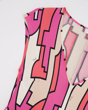 Emilio Pucci Pink & White Patterned Midi Dress Size IT 38 (UK 6)