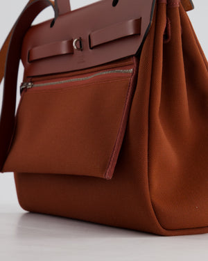 Hermès Herbag 31 Bag in Rouge H Canvas and Rouge Swift Leather with Palladium Hardware