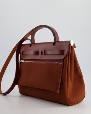 Hermès Herbag 31 Bag in Rouge H Canvas and Rouge Swift Leather with Palladium Hardware