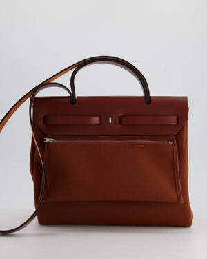 Hermès Herbag 31 Bag in Rouge H Canvas and Rouge Swift Leather with Palladium Hardware