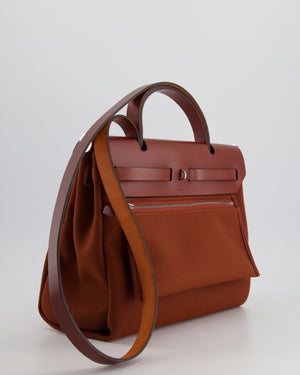 Hermès Herbag 31 Bag in Rouge H Canvas and Rouge Swift Leather with Palladium Hardware