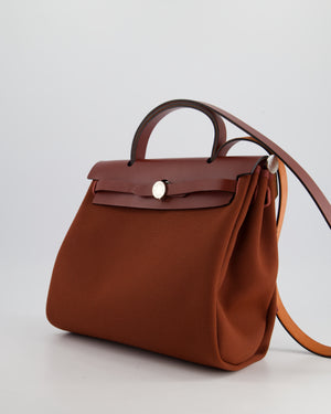 Hermès Herbag 31 Bag in Rouge H Canvas and Rouge Swift Leather with Palladium Hardware