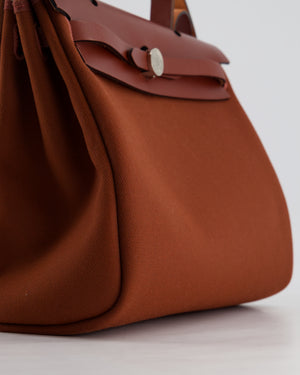 Hermès Herbag 31 Bag in Rouge H Canvas and Rouge Swift Leather with Palladium Hardware