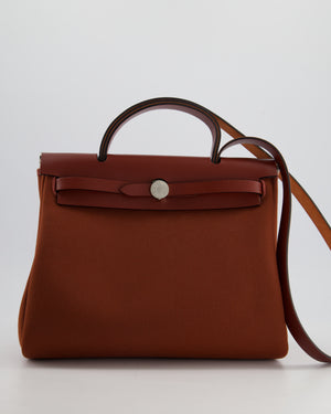 Hermès Herbag 31 Bag in Rouge H Canvas and Rouge Swift Leather with Palladium Hardware