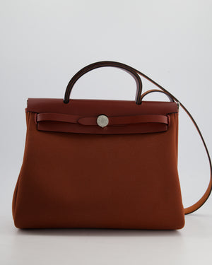 Hermès Herbag 31 Bag in Rouge H Canvas and Rouge Swift Leather with Palladium Hardware