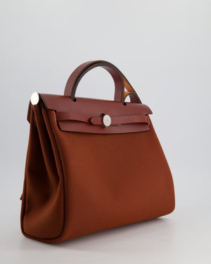 Hermès Herbag 31 Bag in Rouge H Canvas and Rouge Swift Leather with Palladium Hardware