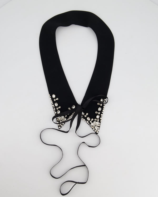 Huishan Zhang Black Tie Collar with Silver Embellishments