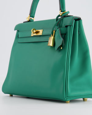 Hermès Kelly 25cm Retourne Bag in Vert Vertigo Swift Leather with Gold Hardware