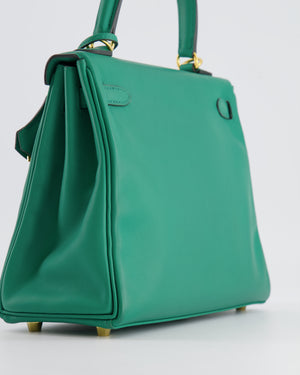 Hermès Kelly 25cm Retourne Bag in Vert Vertigo Swift Leather with Gold Hardware