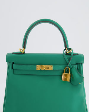 Hermès Kelly 25cm Retourne Bag in Vert Vertigo Swift Leather with Gold Hardware