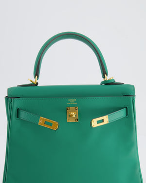 Hermès Kelly 25cm Retourne Bag in Vert Vertigo Swift Leather with Gold Hardware