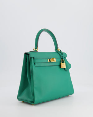 Hermès Kelly 25cm Retourne Bag in Vert Vertigo Swift Leather with Gold Hardware