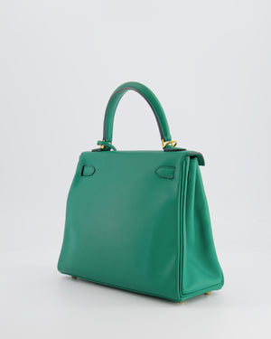 Hermès Kelly 25cm Retourne Bag in Vert Vertigo Swift Leather with Gold Hardware