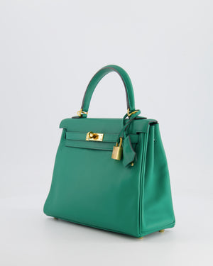 Hermès Kelly 25cm Retourne Bag in Vert Vertigo Swift Leather with Gold Hardware