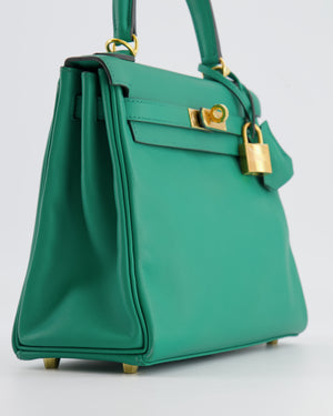 Hermès Kelly 25cm Retourne Bag in Vert Vertigo Swift Leather with Gold Hardware