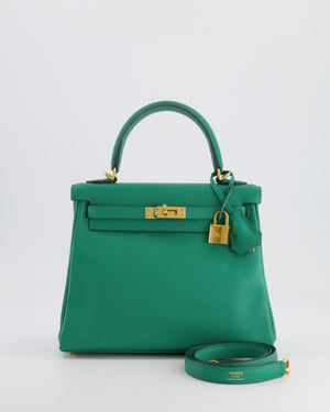 Hermès Kelly 25cm Retourne Bag in Vert Vertigo Swift Leather with Gold Hardware