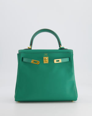 Hermès Kelly 25cm Retourne Bag in Vert Vertigo Swift Leather with Gold Hardware