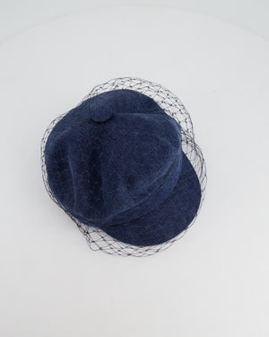 Christian Dior Blue Denim Baker Boy Hat with Mesh Detail Size 57cm