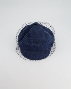 Christian Dior Blue Denim Baker Boy Hat with Mesh Detail Size 57cm