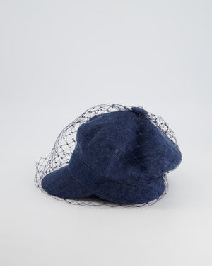 Christian Dior Blue Denim Baker Boy Hat with Mesh Detail Size 57cm