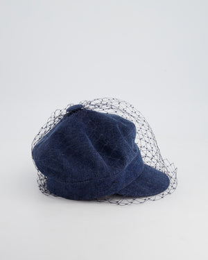 Christian Dior Blue Denim Baker Boy Hat with Mesh Detail Size 57cm