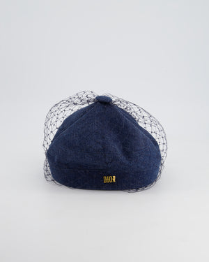 Christian Dior Blue Denim Baker Boy Hat with Mesh Detail Size 57cm