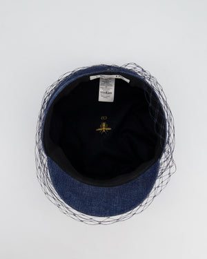 Christian Dior Blue Denim Baker Boy Hat with Mesh Detail Size 57cm