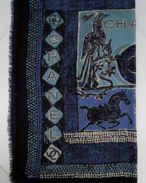 Chanel Blue "Chance" Mosaic Print Scarf Size 90cm x 90cm