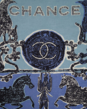 Chanel Blue "Chance" Mosaic Print Scarf Size 90cm x 90cm