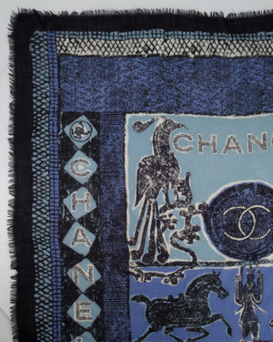 Chanel Blue "Chance" Mosaic Print Scarf Size 90cm x 90cm