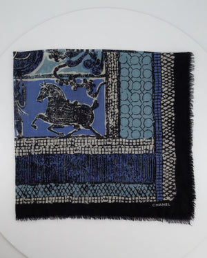 Chanel Blue "Chance" Mosaic Print Scarf Size 90cm x 90cm