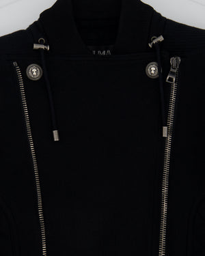 *FIRE PRICE* Balmain Black Jersey Knit Biker Jacket Size FR 36 (UK 8)