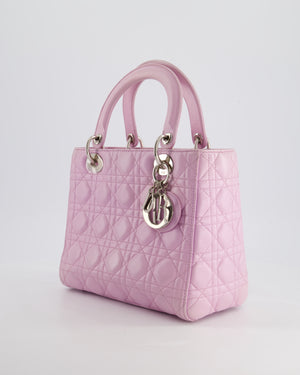 Christian Dior Lilac Medium Lady Dior Bag in Lambskin Leather with Silver Hardware RRP £5,300