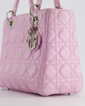 Christian Dior Lilac Medium Lady Dior Bag in Lambskin Leather with Silver Hardware RRP £5,300