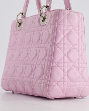 Christian Dior Lilac Medium Lady Dior Bag in Lambskin Leather with Silver Hardware RRP £5,300