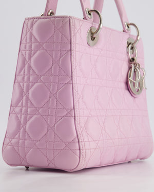 Christian Dior Lilac Medium Lady Dior Bag in Lambskin Leather with Silver Hardware RRP £5,300