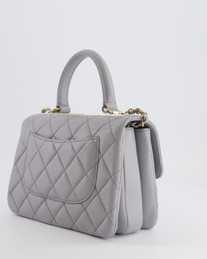 Chanel Small Light Grey Diamond Quilted Trendy Bag in Lambskin Leather with Champagne Gold Hardware