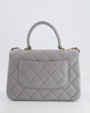 Chanel Small Light Grey Diamond Quilted Trendy Bag in Lambskin Leather with Champagne Gold Hardware