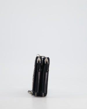 Prada Black Triangular Embellished Satin and Leather Mini-Pouch Bag with Crystals and Removable Straps