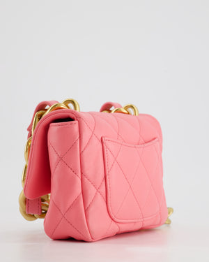 Chanel Pink Mini Flap Bag With Large Chain Brushed Gold Hardware