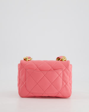 Chanel Pink Mini Flap Bag With Large Chain Brushed Gold Hardware