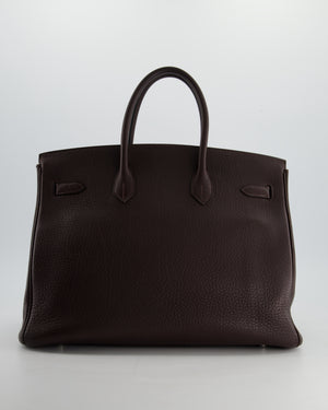 *HOT* Hermès Birkin Retourne Bag 35cm in Chocolat Clemence Leather with Palladium Hardware