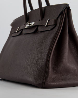 *HOT* Hermès Birkin Retourne Bag 35cm in Chocolat Clemence Leather with Palladium Hardware