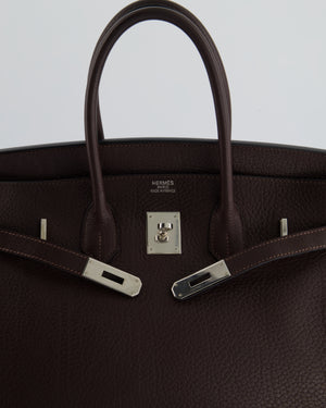 *HOT* Hermès Birkin Retourne Bag 35cm in Chocolat Clemence Leather with Palladium Hardware