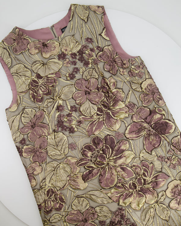 Dolce & Gabbana Gold & Pink Floral Sleeveless Mini Dress IT 40 (UK 8)