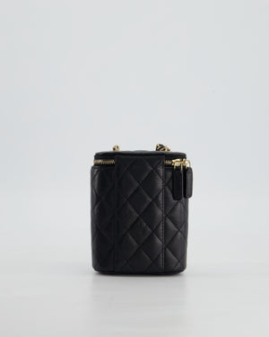 Chanel Small Black Caviar Quilted Vertical Vanity on Chain Bag with Champagne Gold Hardware