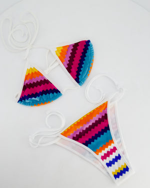 Missoni Mare Grey and Multi-Colour Velvet Bikini Set with Skirt IT 38 (UK 6)