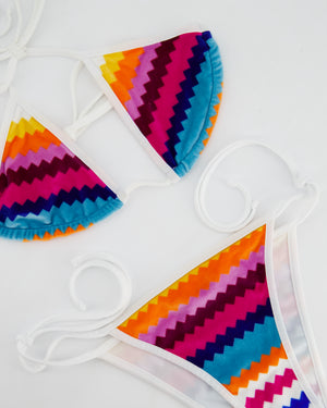 Missoni Mare Grey and Multi-Colour Velvet Bikini Set with Skirt IT 38 (UK 6)